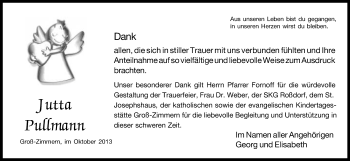 Traueranzeige von Jutta Pullmann von Echo-Zeitungen (Gesamtausgabe)
