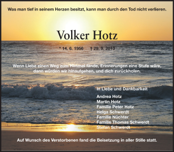 Traueranzeige von Volker Hotz von Starkenburger Echo
