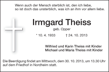 Traueranzeige von Irmgard Theiss von Echo-Zeitungen (Gesamtausgabe)