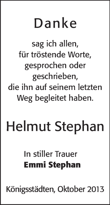 Traueranzeige von Helmut Stephan von Rüsselsheimer Echo, Groß-Gerauer-Echo, Ried Echo