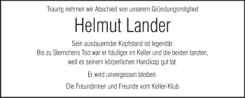 Traueranzeige von Helmut Lander von Echo-Zeitungen (Gesamtausgabe)