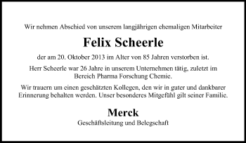Traueranzeige von Felix Scheerle von Echo-Zeitungen (Gesamtausgabe)