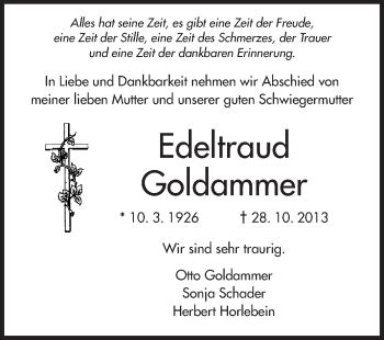 Traueranzeige von Edeltraud Goldammer von Echo-Zeitungen (Gesamtausgabe)