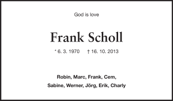 Traueranzeige von Frank Scholl von Starkenburger Echo