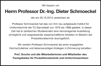 Traueranzeige von Dieter Schmoeckel von Echo-Zeitungen (Gesamtausgabe)
