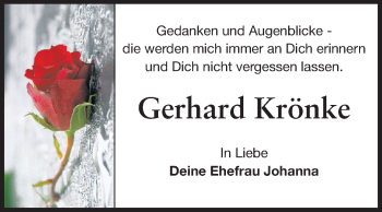 Traueranzeige von Gerhard Krönke von Echo-Zeitungen (Gesamtausgabe)