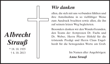 Traueranzeige von Albrecht Strauß von Odenwälder Echo