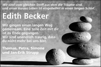 Traueranzeige von Edith Becker von Rüsselsheimer Echo, Groß-Gerauer-Echo, Ried Echo