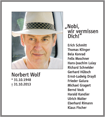 Traueranzeige von Norbert Wolf von Echo-Zeitungen (Gesamtausgabe)