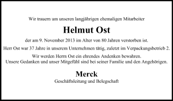 Traueranzeige von Helmut Ost von Echo-Zeitungen (Gesamtausgabe)