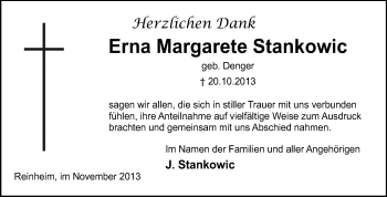 Traueranzeige von Margarete Stankowic von Echo-Zeitungen (Gesamtausgabe)