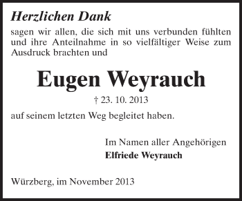 Traueranzeige von Eugen Weyrauch von Odenwälder Echo