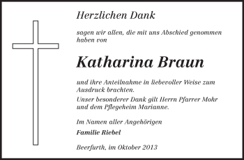 Traueranzeige von Katharina Braun von Odenwälder Echo
