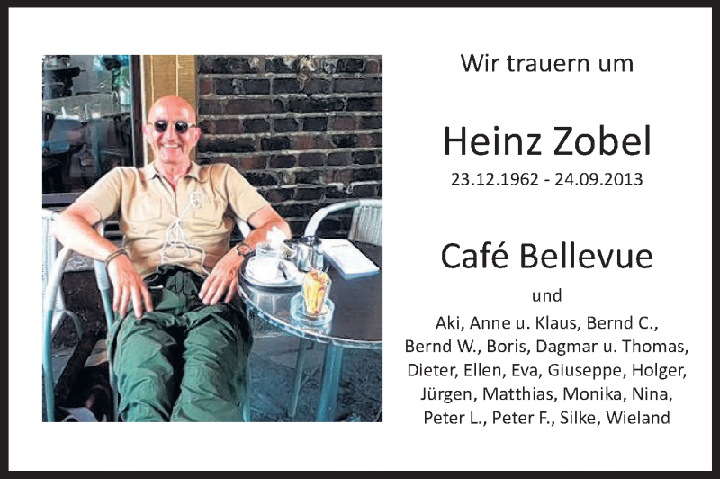  Traueranzeige für Heinz Zobel vom 23.11.2013 aus Echo-Zeitungen (Gesamtausgabe)