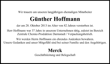 Traueranzeige von Günther Hoffmann von Echo-Zeitungen (Gesamtausgabe)