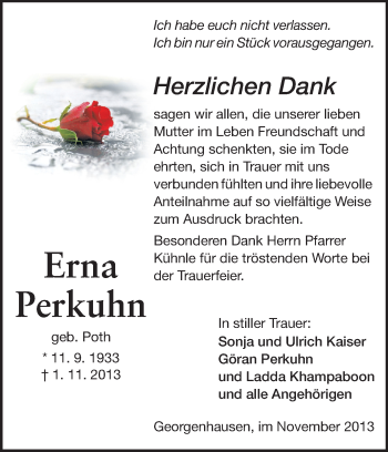Traueranzeige von Erna Perkuhn von Echo-Zeitungen (Gesamtausgabe)