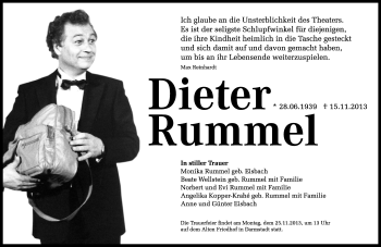 Traueranzeige von Dieter Rummel von Echo-Zeitungen (Gesamtausgabe)