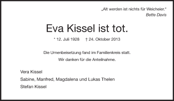 Traueranzeige von Eva Kissel von Starkenburger Echo