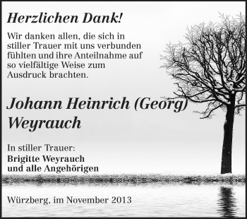 Traueranzeige von Johann Heinrich Weyrauch von Odenwälder Echo