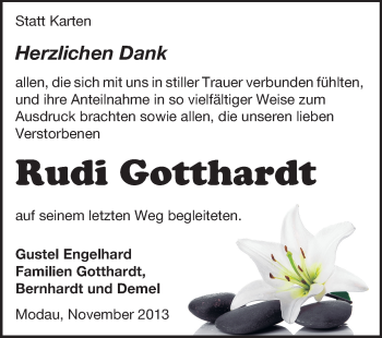 Traueranzeige von Rudi Gotthardt von Echo-Zeitungen (Gesamtausgabe)