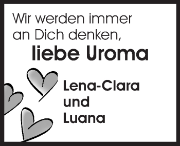 Traueranzeige von Uroma  von Rüsselsheimer Echo, Groß-Gerauer-Echo, Ried Echo