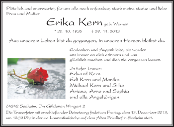 Traueranzeige von Erika Kern von Echo-Zeitungen (Gesamtausgabe)