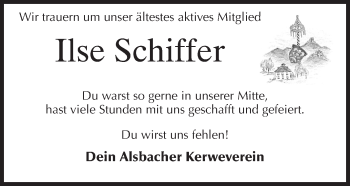 Traueranzeige von Ilse Schiffer von Echo-Zeitungen (Gesamtausgabe)