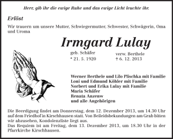 Traueranzeige von Irmgard Lulay von Starkenburger Echo