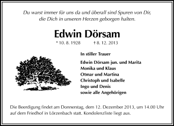 Traueranzeige von Edwin Dörsam von Starkenburger Echo