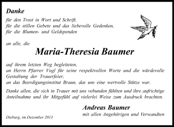 Traueranzeige von Maria-Theresia Baumer von Echo-Zeitungen (Gesamtausgabe)