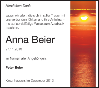 Traueranzeige von Anna Beier von Starkenburger Echo