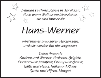 Traueranzeige von Hans-Werner  von Odenwälder Echo