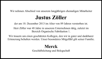 Traueranzeige von Justus Zöller von Echo-Zeitungen (Gesamtausgabe)
