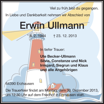 Traueranzeige von Erwin Ullmann von Echo-Zeitungen (Gesamtausgabe)