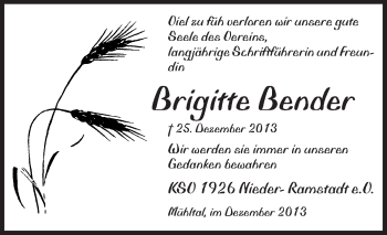 Traueranzeige von Brigitte Bender von Echo-Zeitungen (Gesamtausgabe)