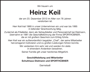 Traueranzeige von Heinz Keil von Echo-Zeitungen (Gesamtausgabe)