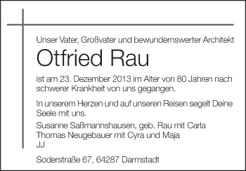Traueranzeige von Otfried Rau von Echo-Zeitungen (Gesamtausgabe)