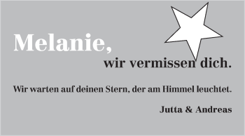 Traueranzeige von Melanie  von Odenwälder Echo