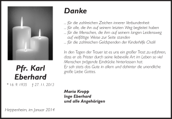 Traueranzeige von Karl Eberhard von Echo-Zeitungen (Gesamtausgabe)