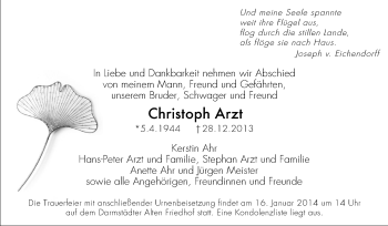 Traueranzeige von Christoph Arzt von Echo-Zeitungen (Gesamtausgabe)