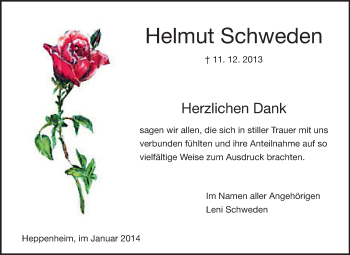Traueranzeige von Helmut Schweden von Starkenburger Echo
