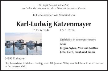 Traueranzeige von Karl-Ludwig Katzenmayer von Echo-Zeitungen (Gesamtausgabe)