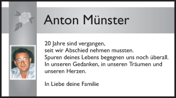 Traueranzeige von Anton Münster von Echo-Zeitungen (Gesamtausgabe)