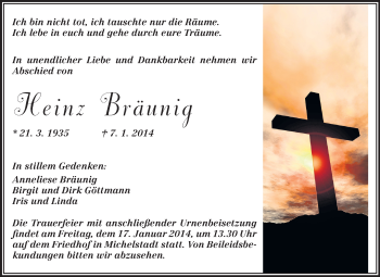 Traueranzeige von Heinz Bräunig von Odenwälder Echo