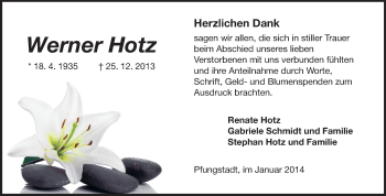 Traueranzeige von Werner Hotz von Echo-Zeitungen (Gesamtausgabe)
