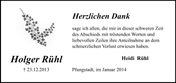 Traueranzeige von Holger Rühl von Echo-Zeitungen (Gesamtausgabe)