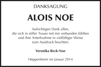 Traueranzeige von Alois Noe von Starkenburger Echo