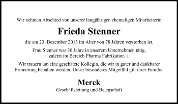 Traueranzeige von Frieda Stenner von Echo-Zeitungen (Gesamtausgabe)