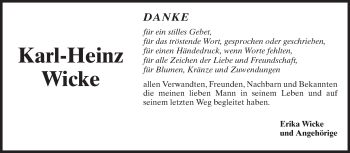 Traueranzeige von Karl-Heinz Wicke von Echo-Zeitungen (Gesamtausgabe)