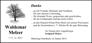 Traueranzeige von Stefan Melzer von Odenwälder Echo